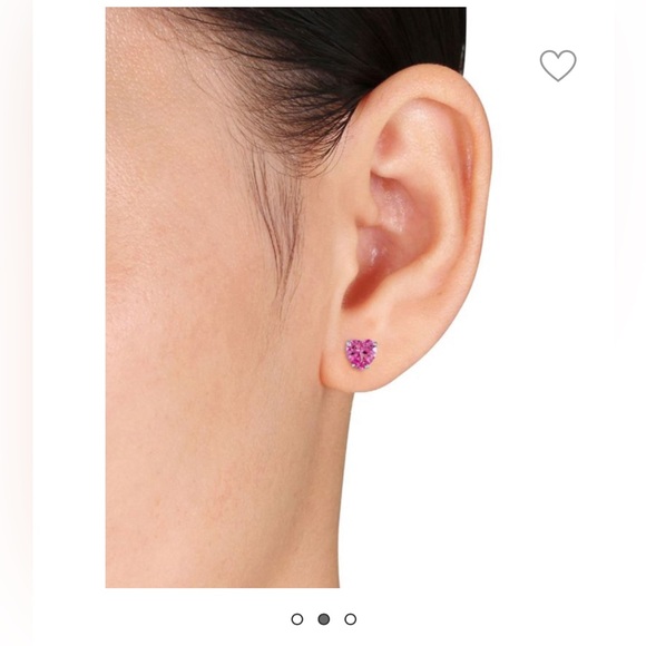 Delmar 10K White Gold & Sapphire Basket Heart Studs - Picture 3 of 6